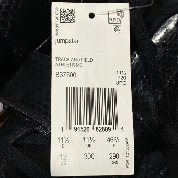 adidas Jumpstar Triple Long Jump Spikes Size 12 Track &amp; Field Shoes Black B37500
